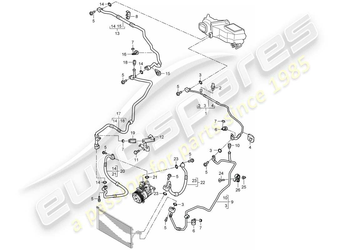 porsche cayenne (2007) refrigerant circuit part diagram