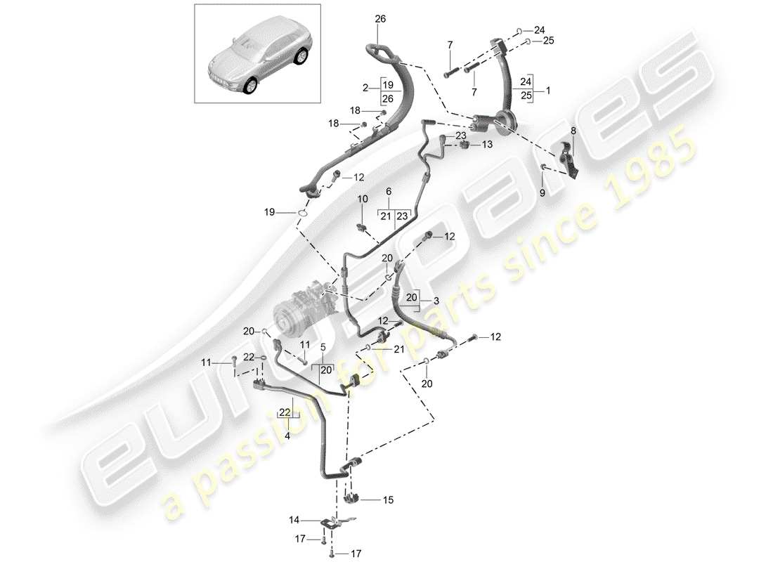 porsche 2016 (macan) refrigerant circuit part diagram