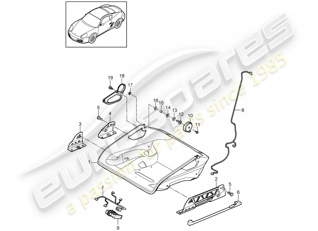 porsche 2011 (987 cayman) seat part diagram