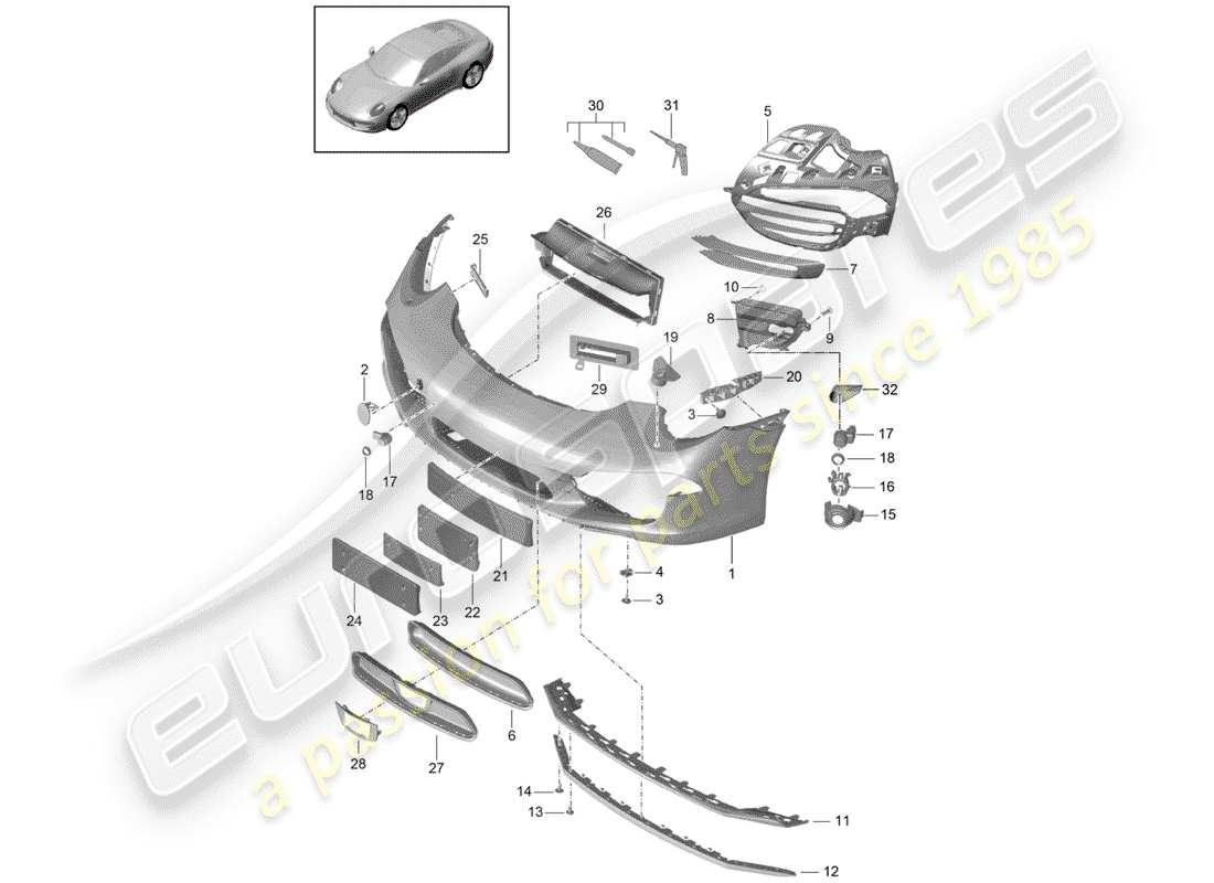 porsche 991 (2014) bumper parts diagram