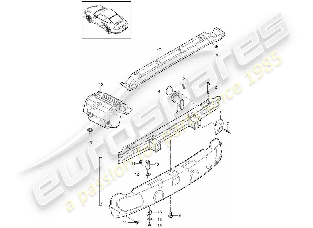 porsche 2011 (997-2 turbo / gt2 rs) bumper part diagram