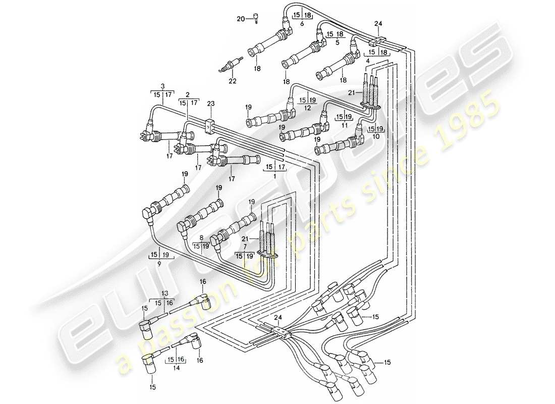 porsche 1994 (993) engine electrics 2 part diagram