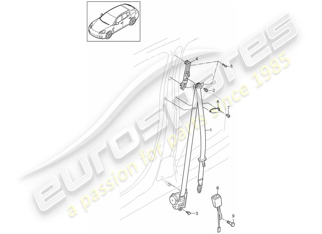 porsche panamera 970 (2016) seat belt part diagram