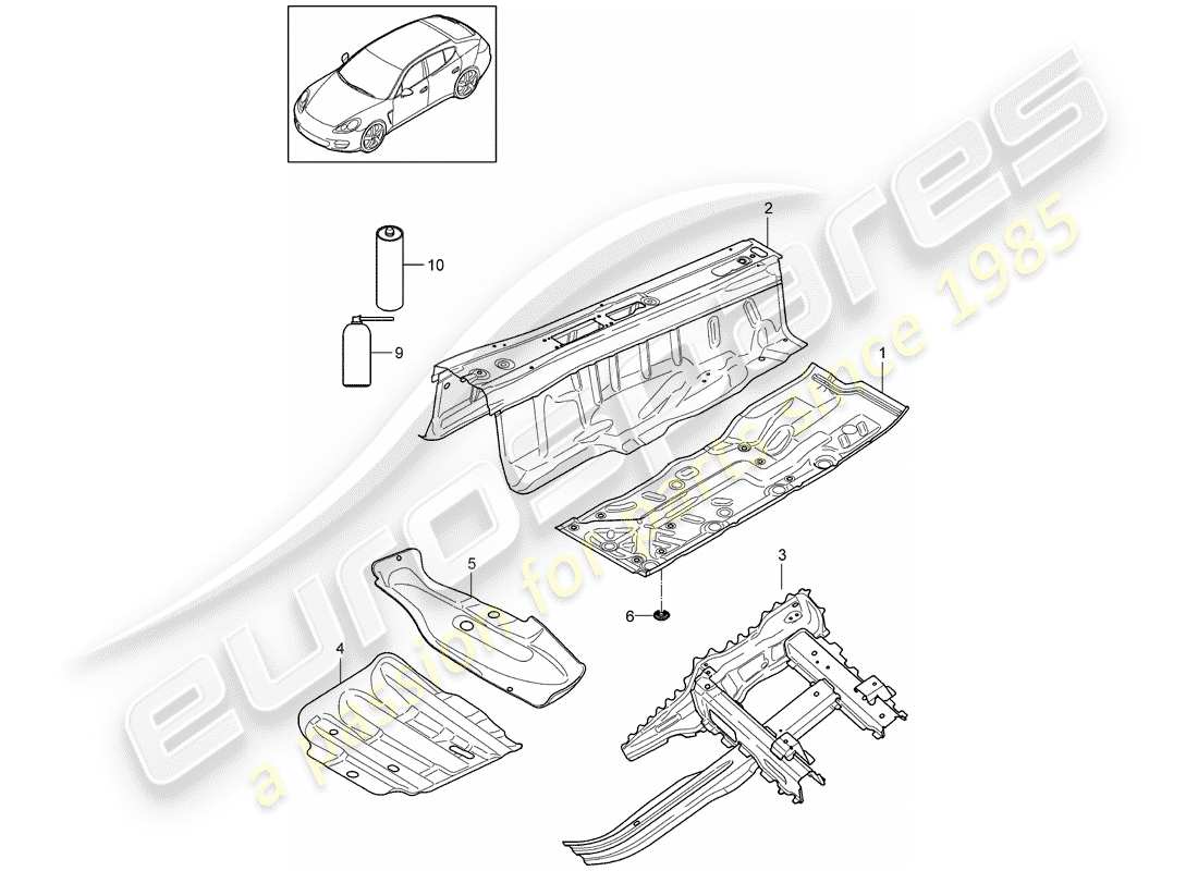 porsche panamera 970 (2016) floor part diagram