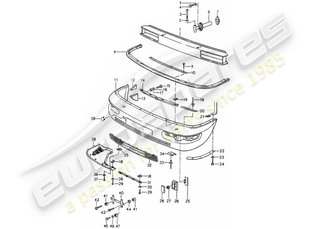 porsche 1990 (964) bumper part diagram