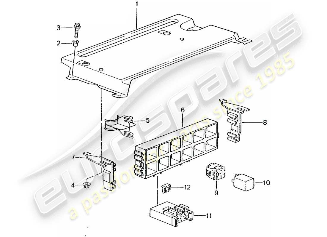 porsche 2005 (996 turbo / gt2) fuse box/relay plate - rear end part diagram