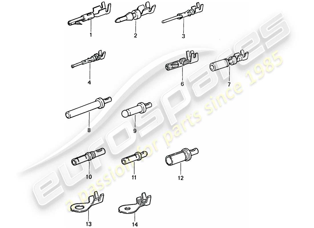 porsche 1980 (911) pin (male) terminal - contact pin - cable shoe part diagram