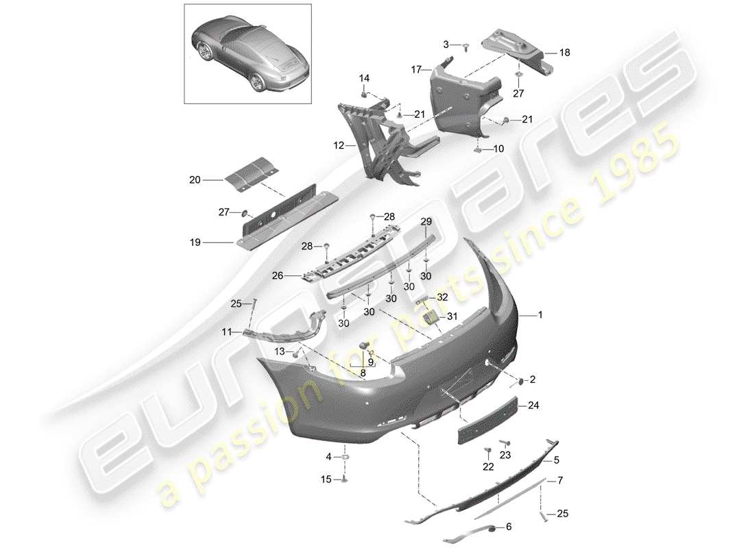 porsche 2012 (991-1) bumper part diagram