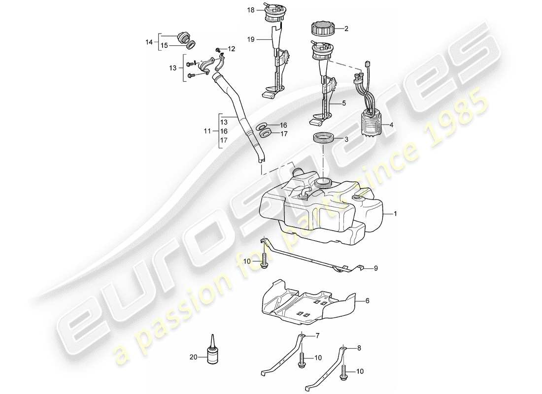 porsche 2007 (987 cayman) fuel tank part diagram