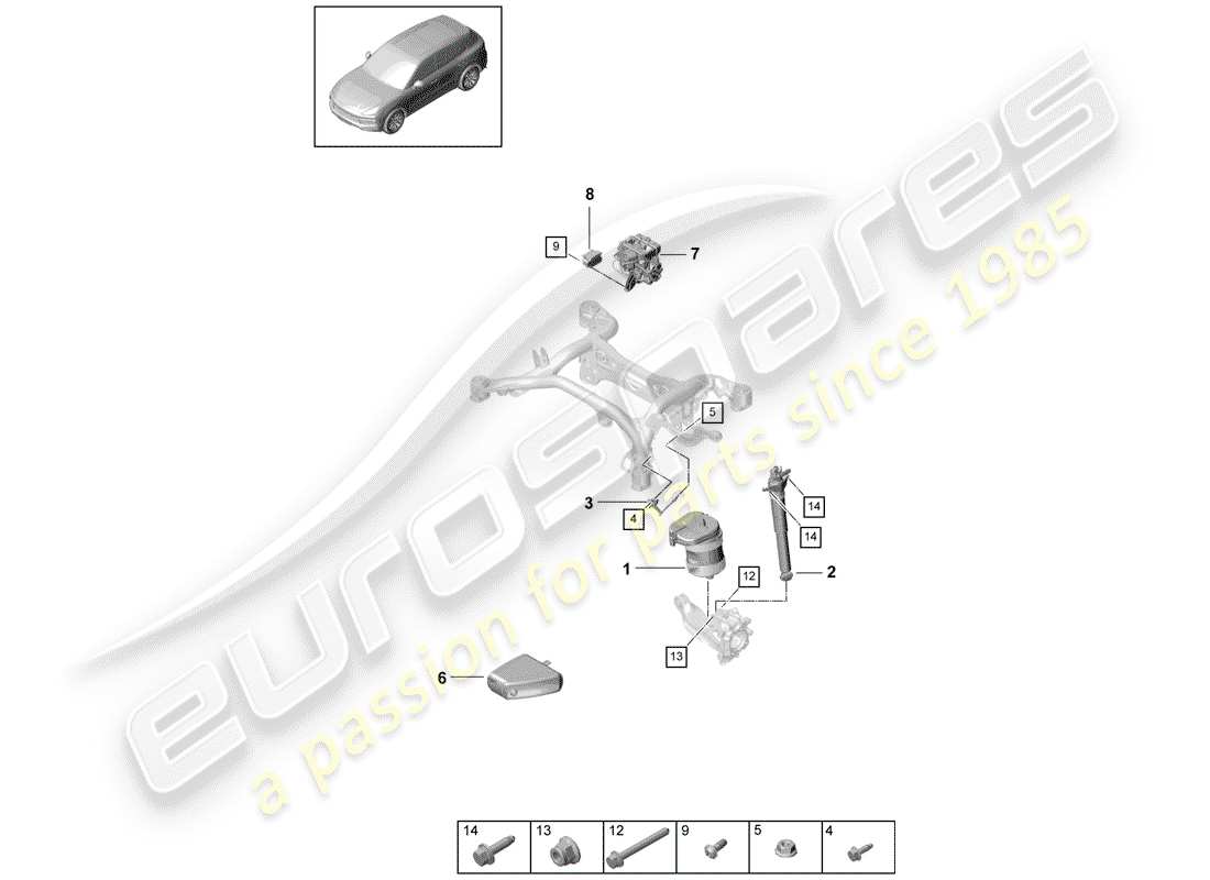 porsche 2020 (cayenne e3 9ya/9yb) air spring part diagram