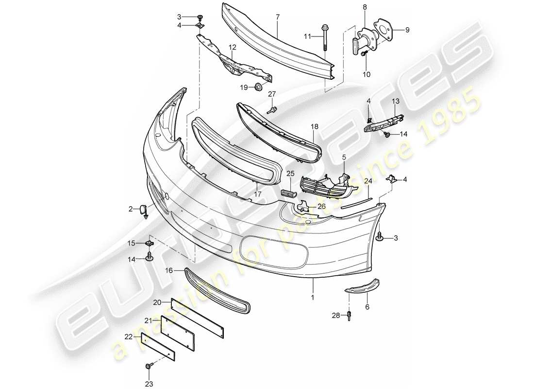 porsche 2005 (987 boxster) bumper part diagram