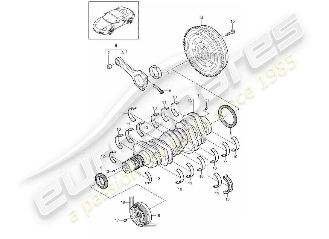 porsche 2012 (987 boxster) crankshaft part diagram