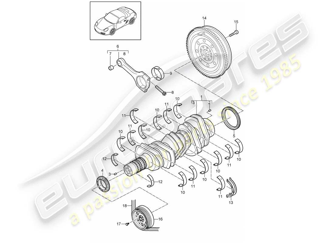 porsche boxster 987 (2012) crankshaft part diagram