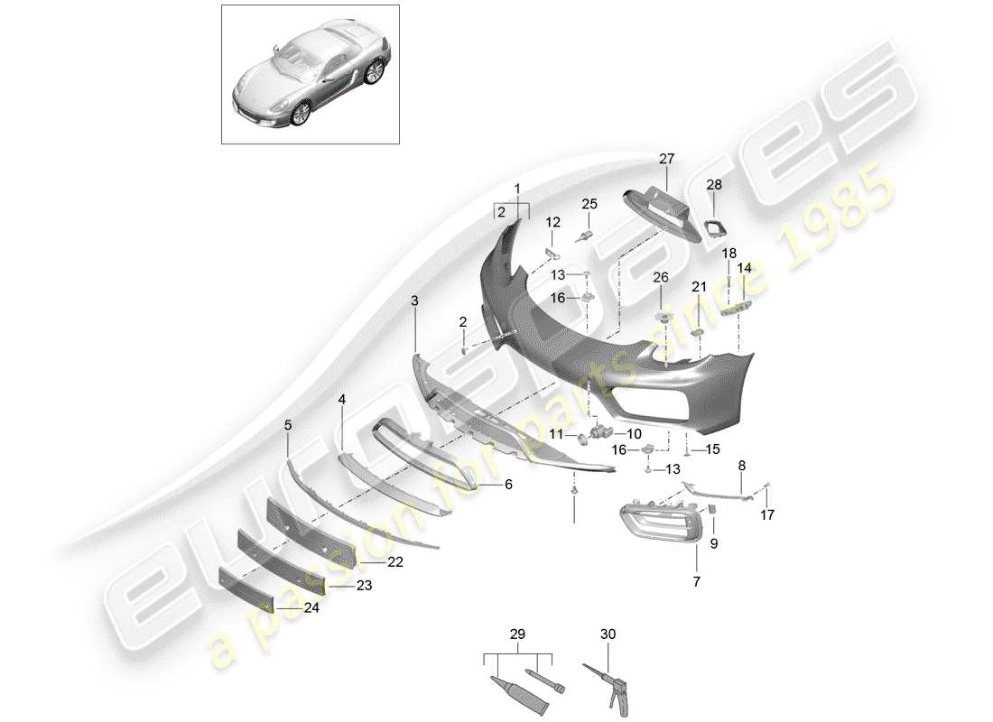 porsche 2016 (981 boxster) bumper part diagram