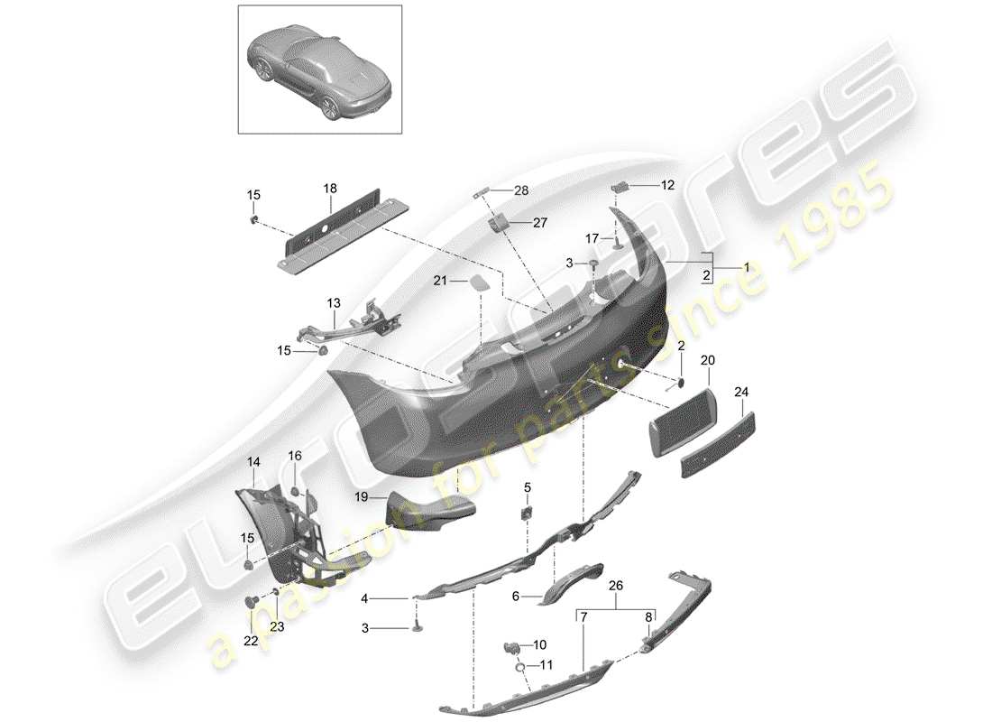 porsche 2016 (981 boxster) bumper part diagram