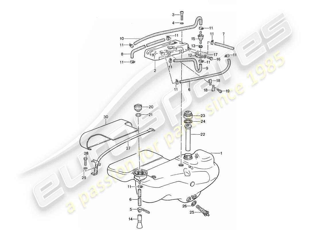porsche 1987 (959) fuel tank parts diagram