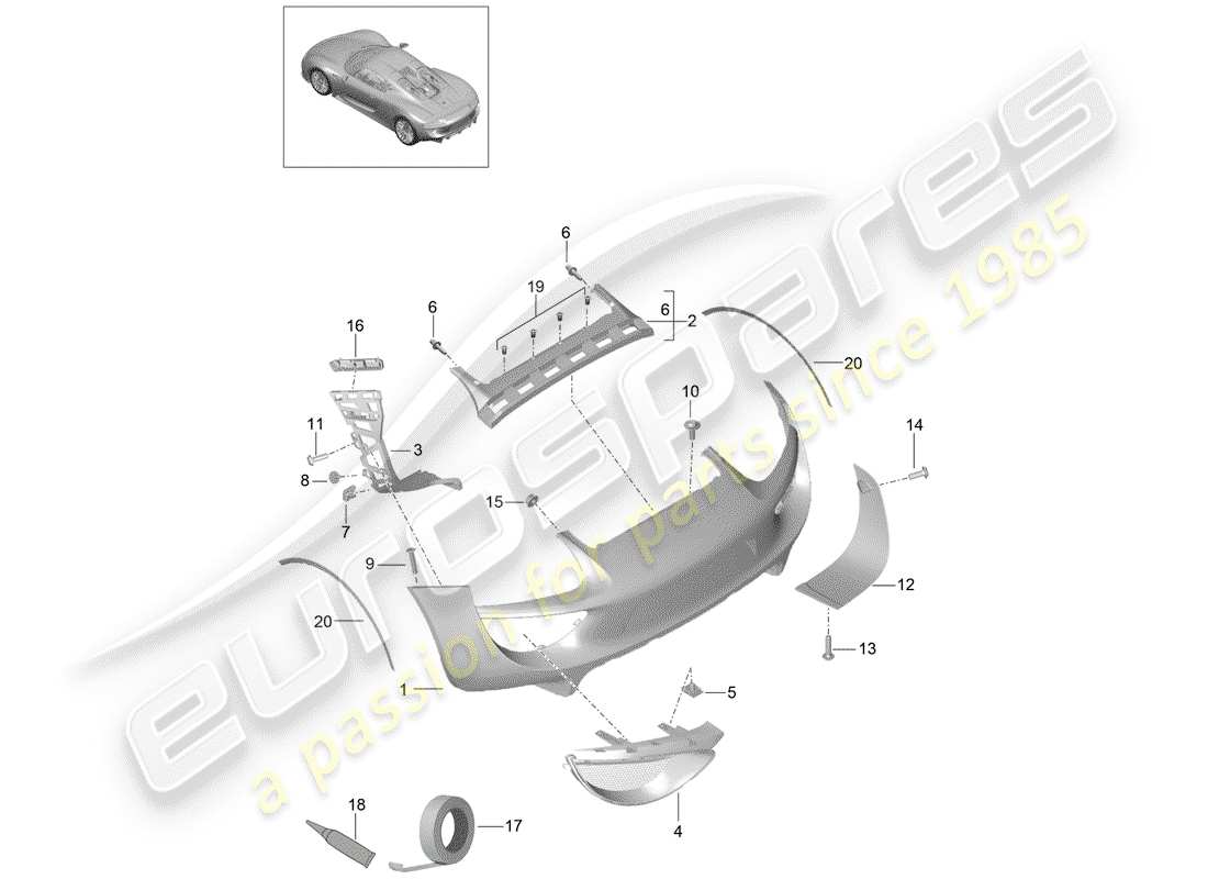 porsche 2015 (918 spyder) bumper part diagram