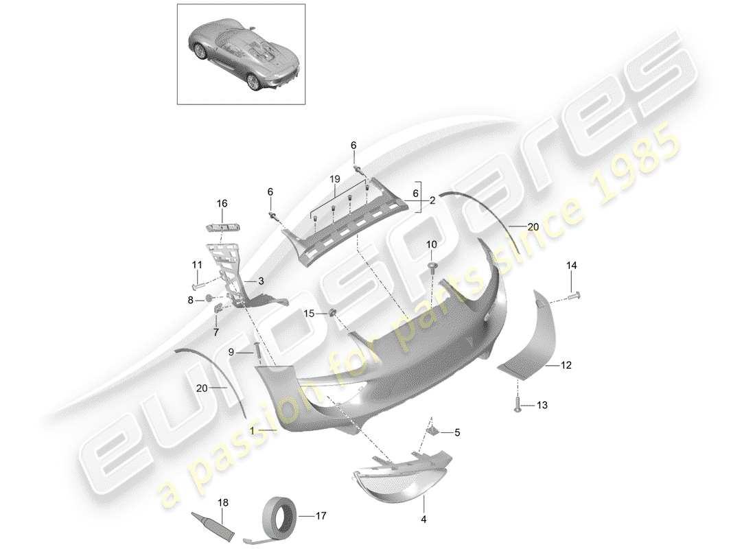 porsche 918 spyder (2015) bumper part diagram