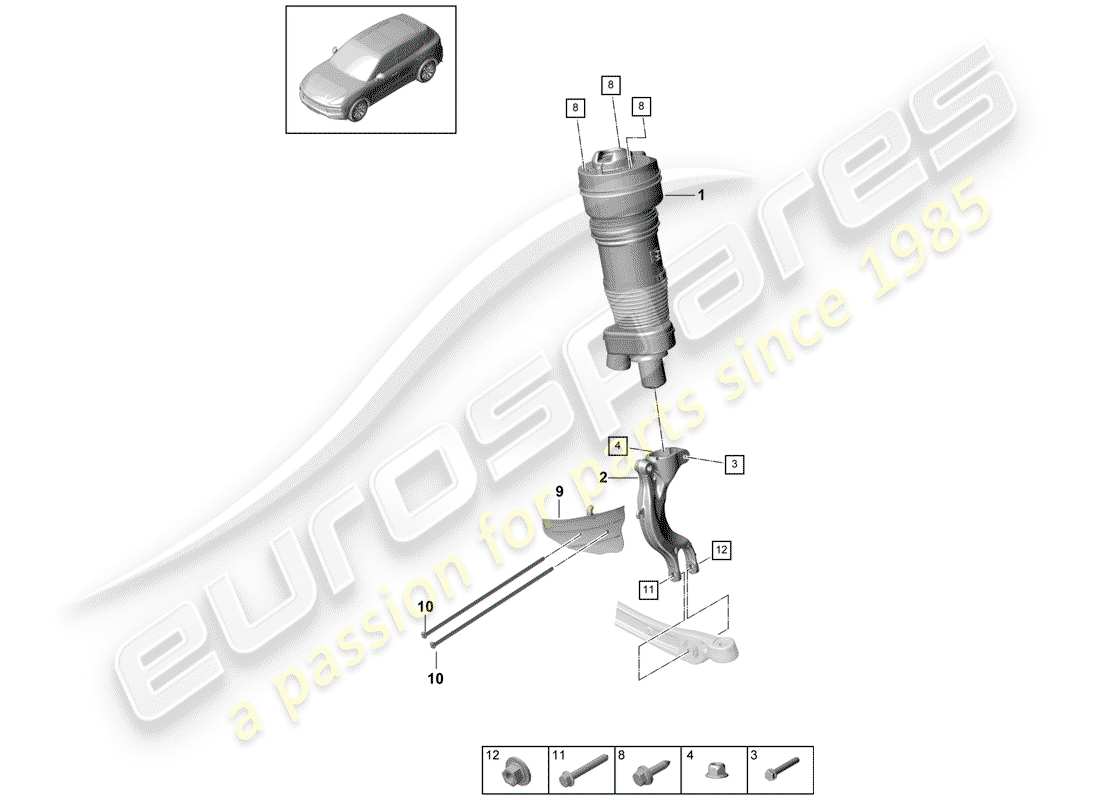 porsche 2020 (cayenne e3 9ya/9yb) air spring part diagram
