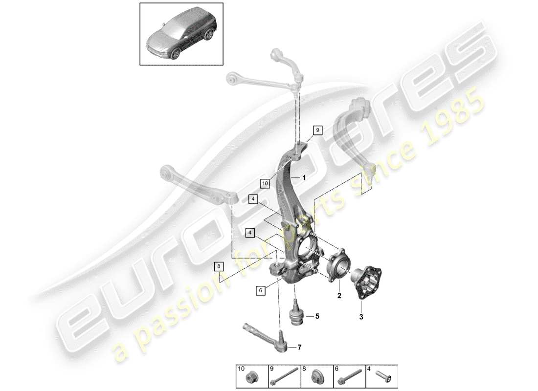 porsche 2020 (cayenne e3 9ya/9yb) wheel carrier part diagram