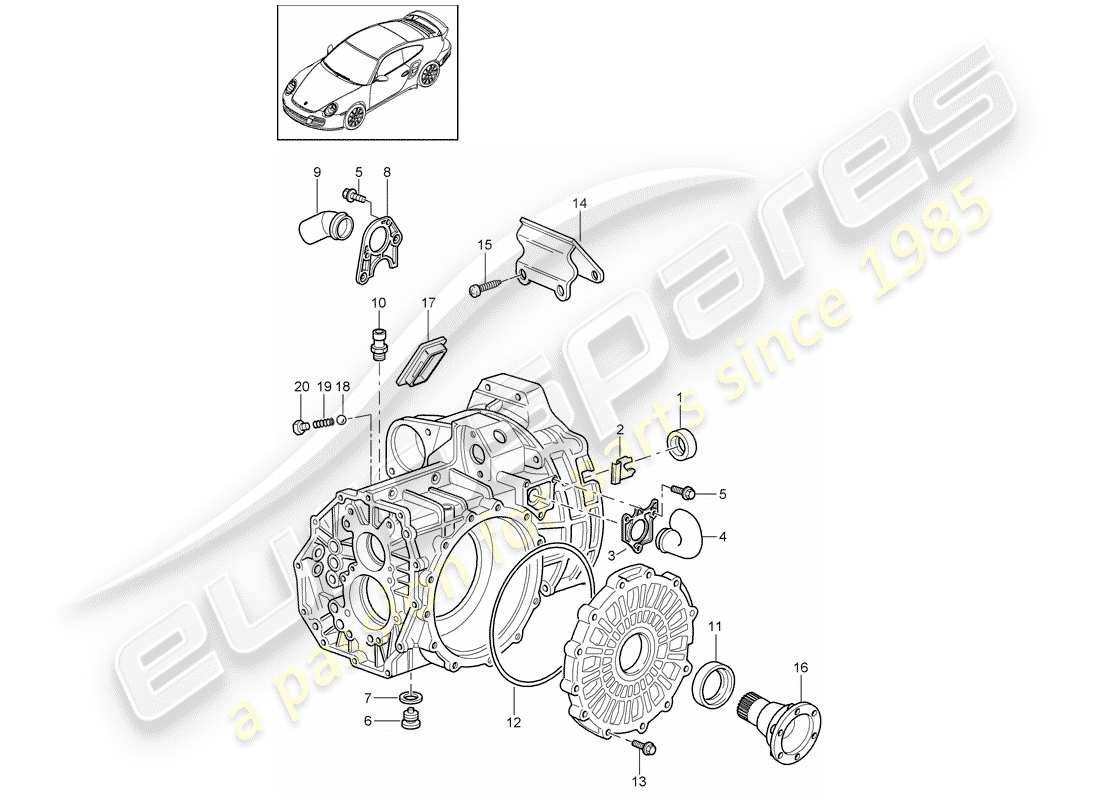 porsche 2013 (997-2 turbo / gt2 rs) transmission case part diagram