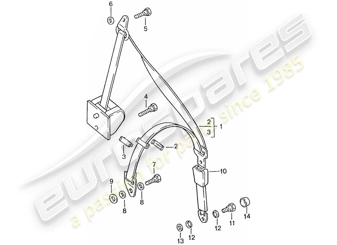 porsche 1988 (928) seat belt - automatic part diagram