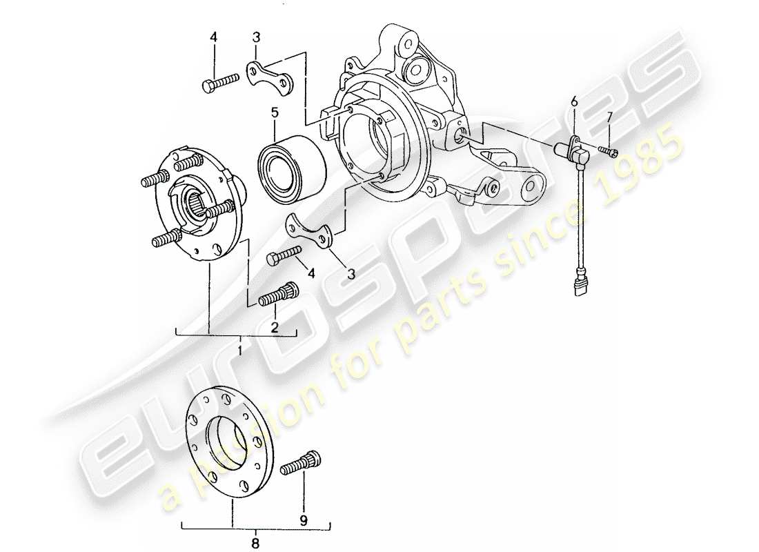 porsche 1994 (993) wheel hub part diagram