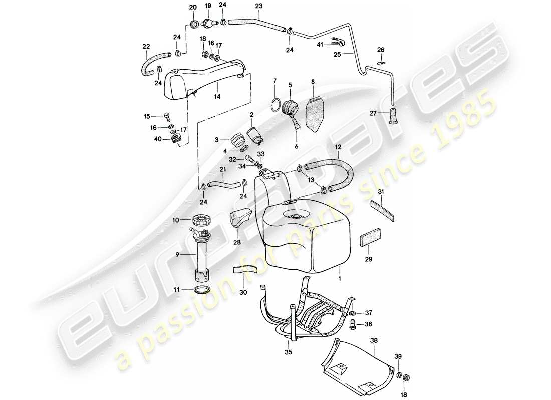 porsche 1984 (928) fuel tank - container part diagram