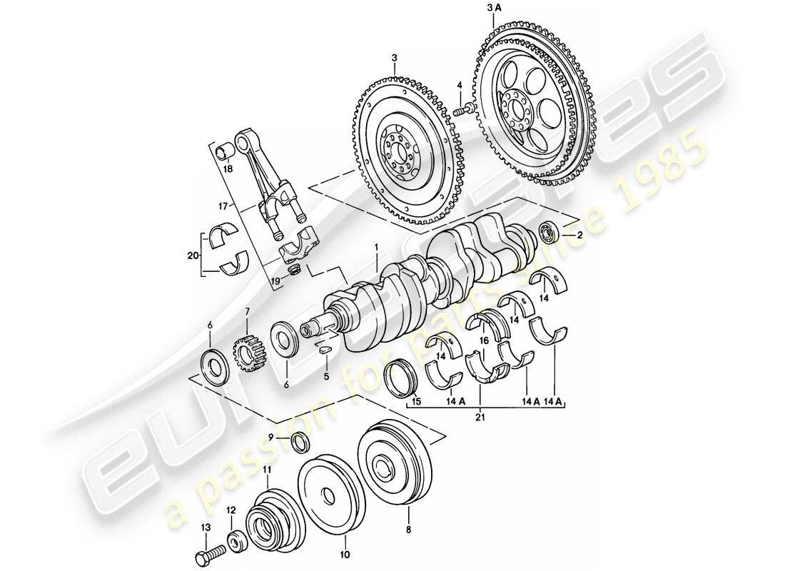 porsche 1984 (928) crankshaft - connecting rod part diagram