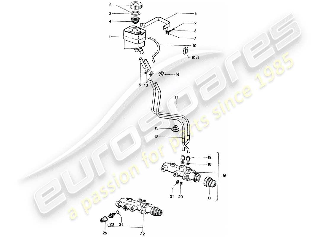porsche 1971 (914) reservoir for - brake fluid - brake master cylinder part diagram