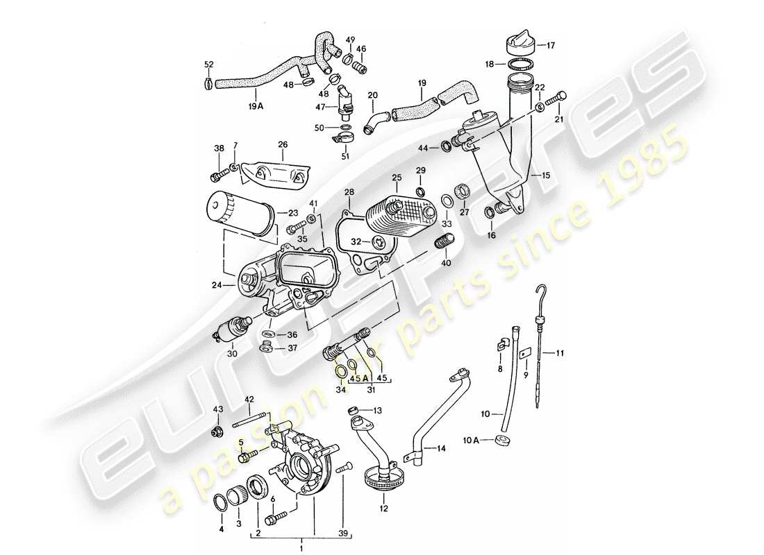 porsche 1986 (944) engine lubrication part diagram