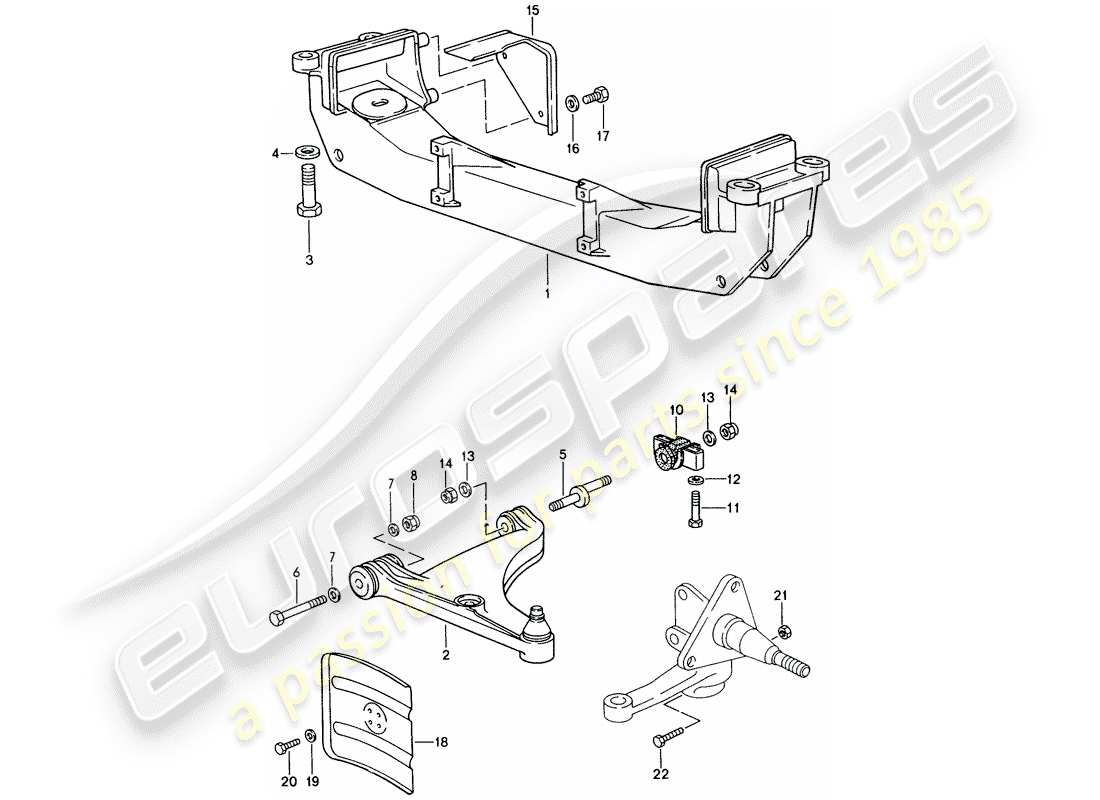 porsche 1986 (944) track control arm - cross member part diagram