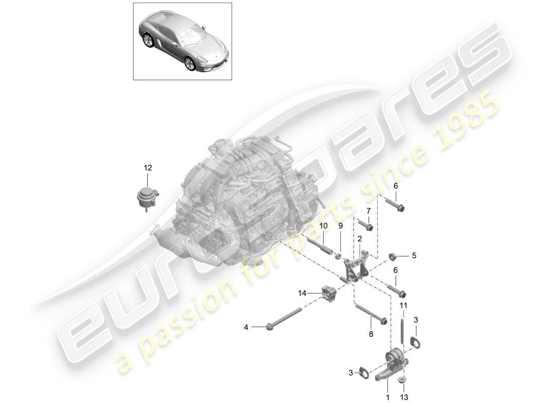 porsche 2015 (981 cayman) engine suspension part diagram