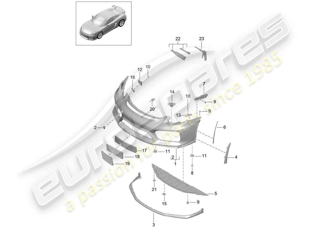 porsche cayman gt4 (2016) bumper parts diagram