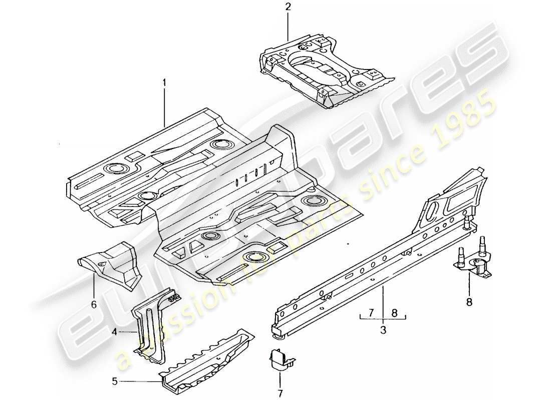 porsche 2001 (986 boxster) floor plates parts diagram
