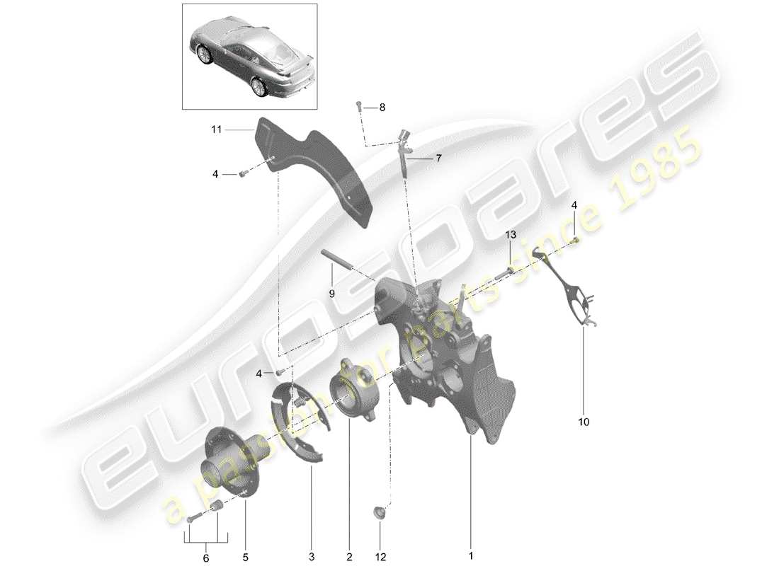 porsche 991r/gt3/rs (2018) rear axle part diagram