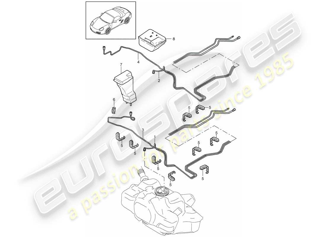 porsche 2009 (987 boxster) fuel system part diagram