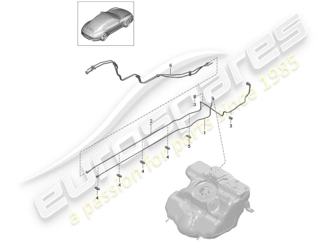porsche 2012 (991-1) fuel system part diagram