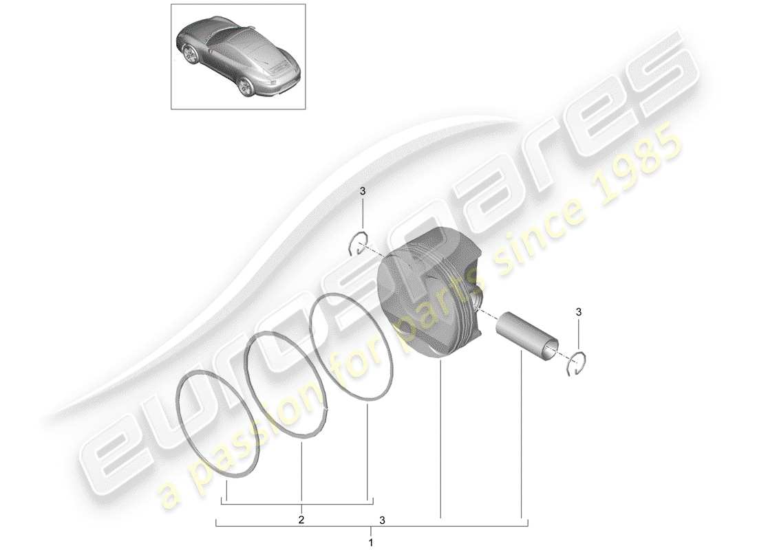 porsche 2012 (991-1) piston part diagram