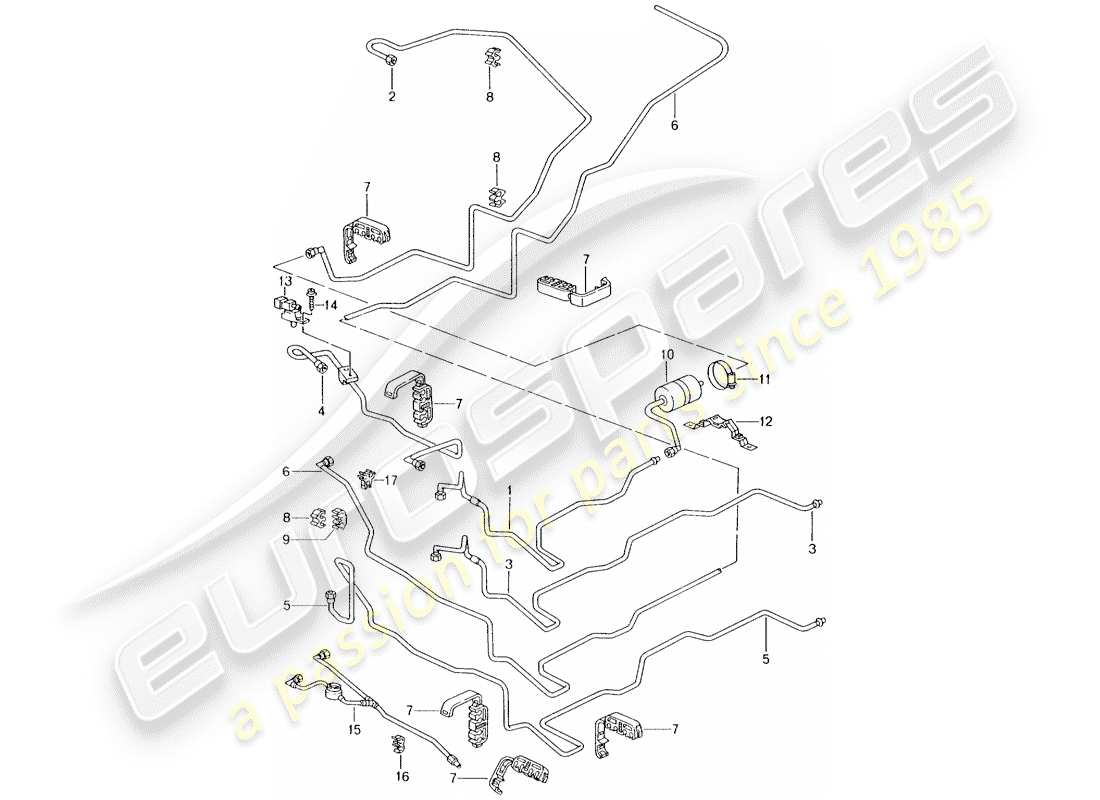 porsche boxster 986 (1998) fuel system parts diagram
