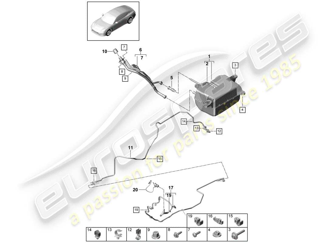 porsche 2020 (panamera 971-1) ex. emission control system part diagram
