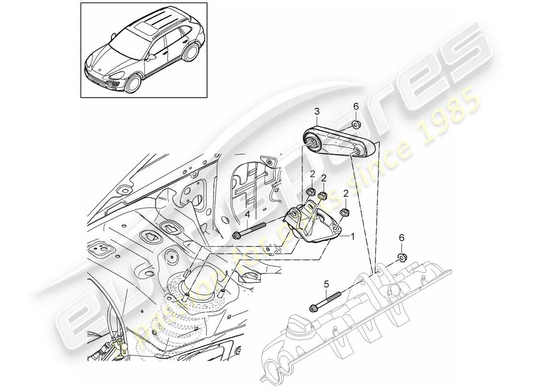 porsche cayenne e2 (2013) engine lifting tackle part diagram