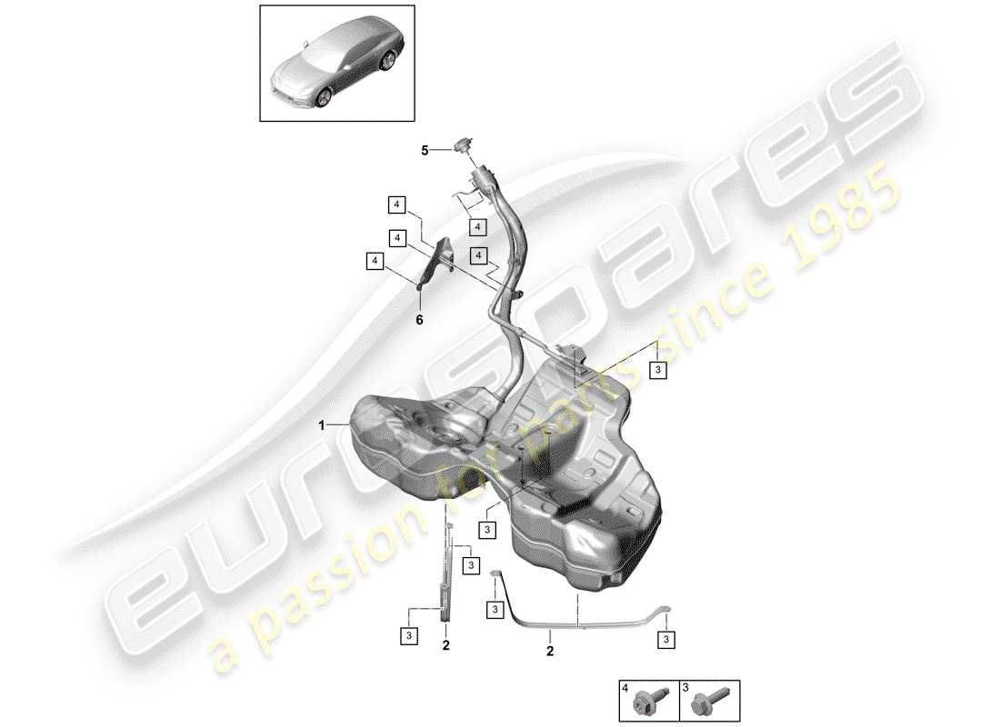 porsche 2020 (panamera 971-1) fuel tank with part diagram