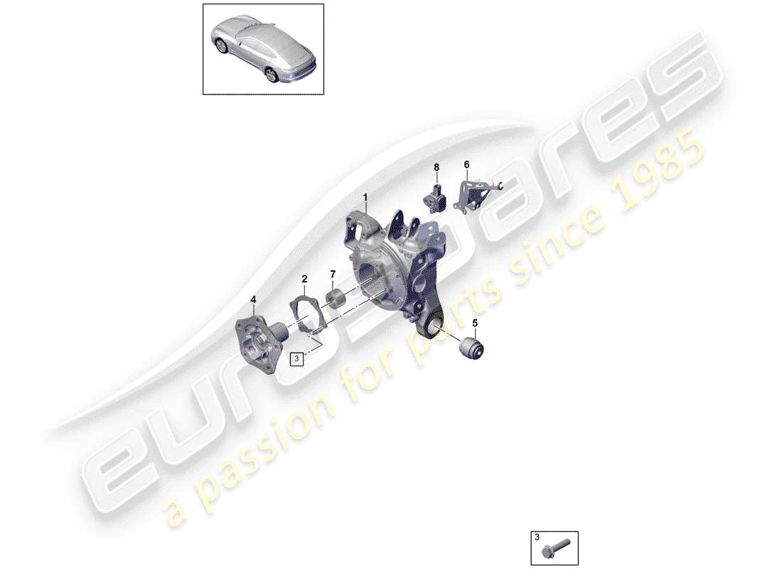 porsche 2020 (panamera 971-1) wheel carrier part diagram