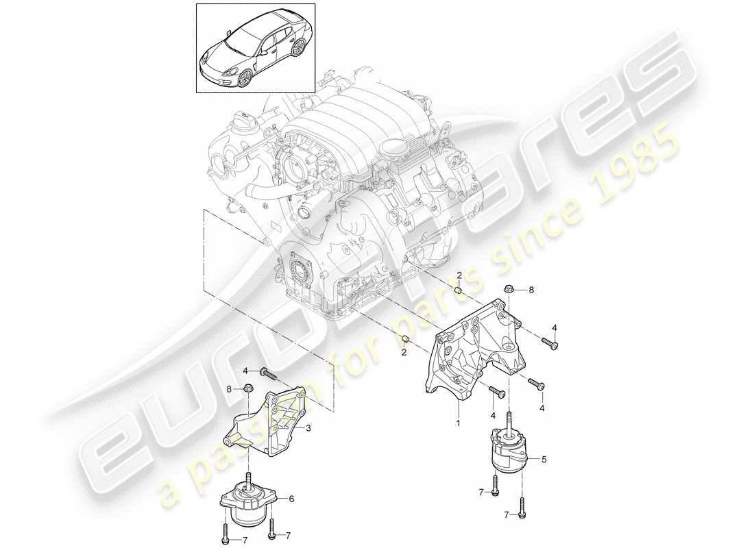 porsche 2013 (panamera 970) engine suspension part diagram