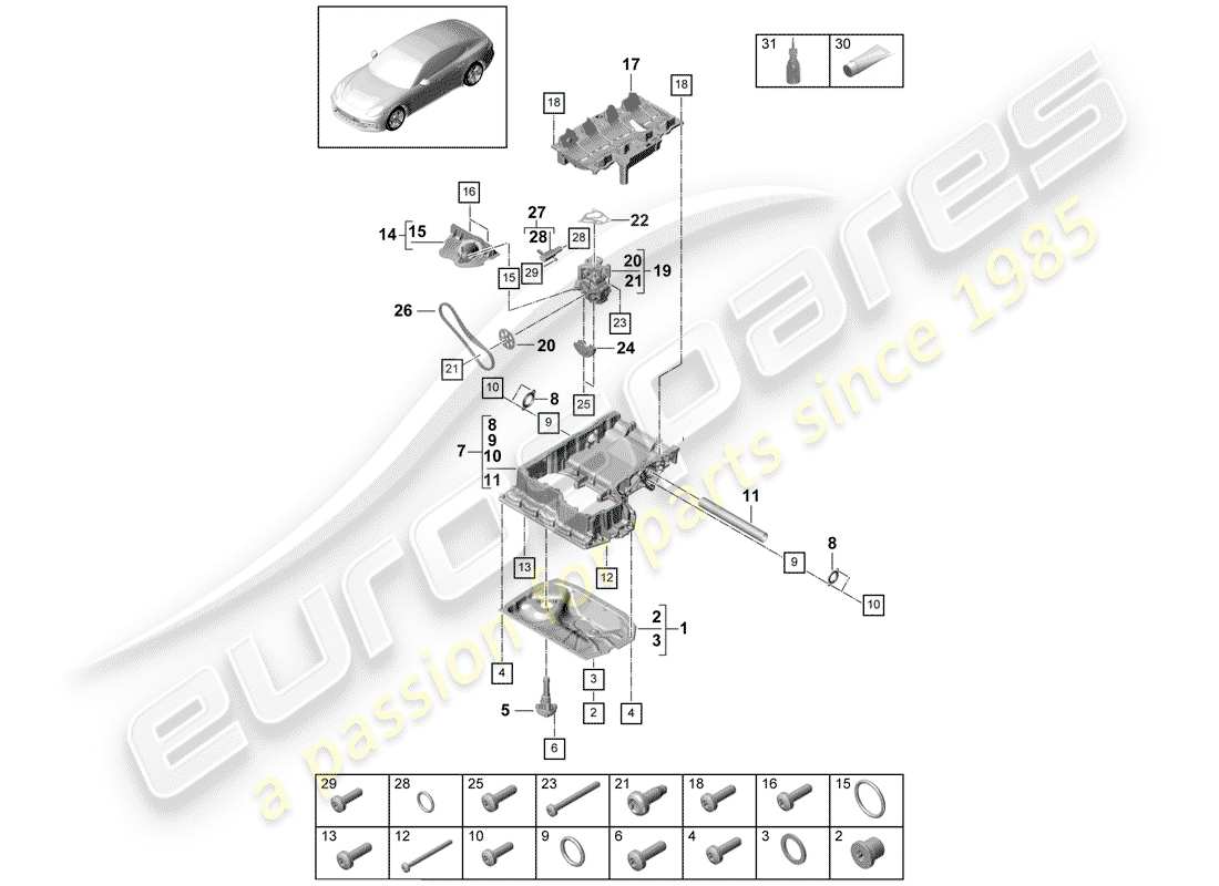 porsche 2020 (panamera 971-1) oil-conducting housing part diagram
