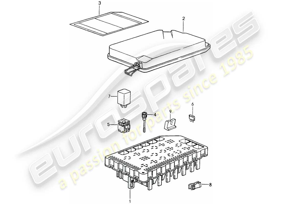 porsche 1990 (964) fuse box/relay plate part diagram