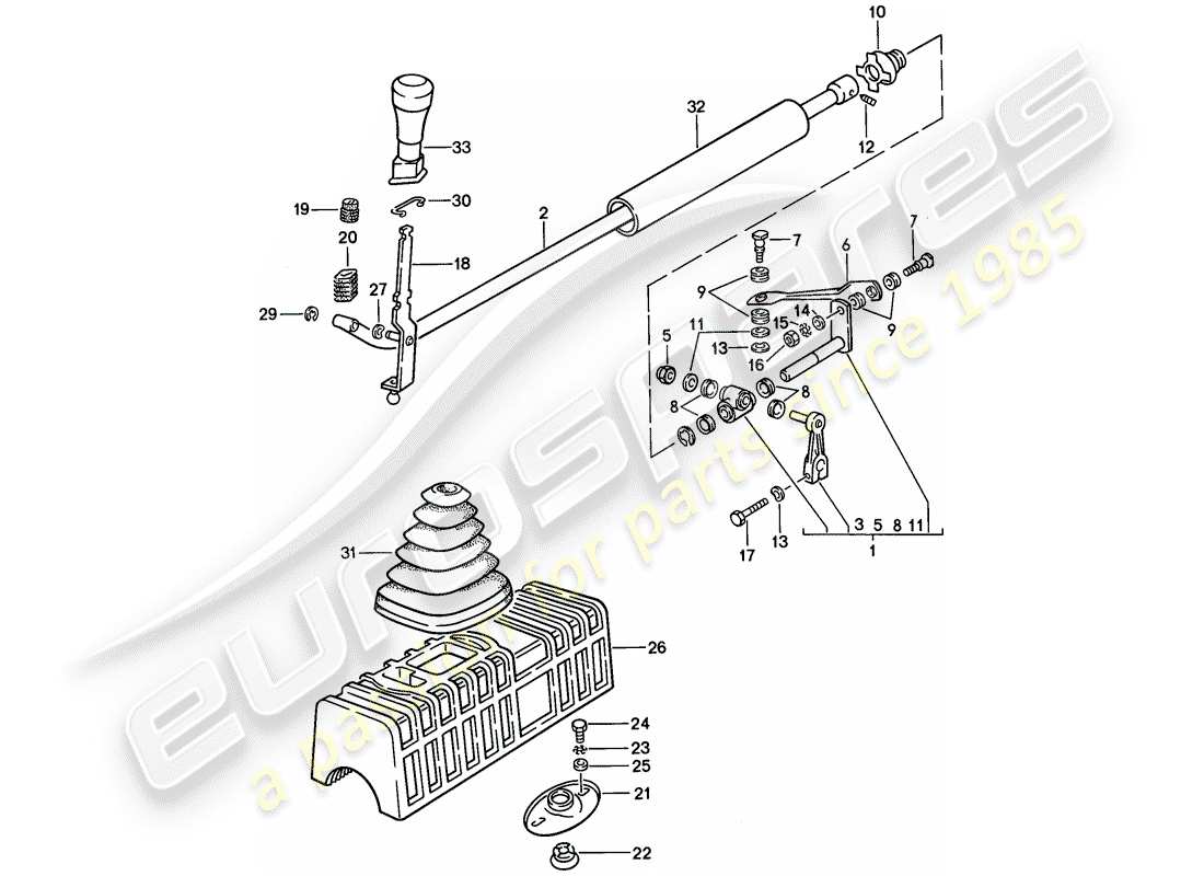 porsche 1978 (924) shift mechanism - manual gearbox part diagram