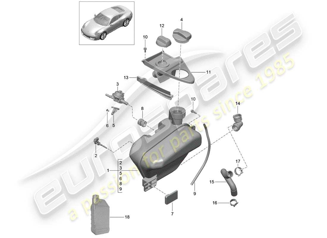 porsche 2016 (991-1) water cooling 4 parts diagram