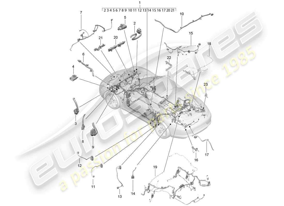 porsche 2012 (991-1) wiring harnesses part diagram